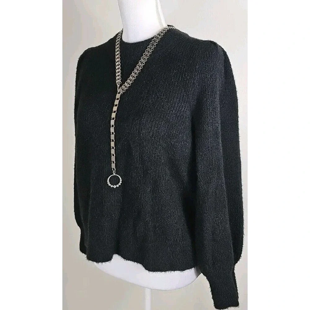 Madewell ~Woman Size XL~ Black Knit Pullover Sweater Crewneck Wool Blend.
